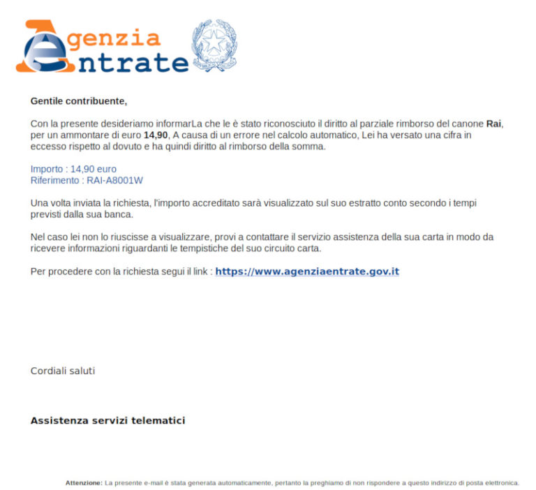 Rimborso canone rai truffa news analysis