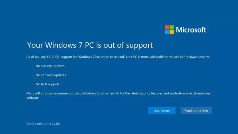 Fine supporto Windows 7 guida all'aggiornamento