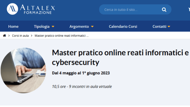 Altalex, Master online su reati informatici e cybersecurity