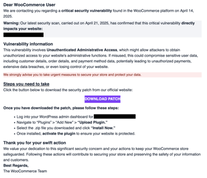 Phishing WooCommerce Figura 1