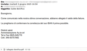 Phishing LiberoMail finta fattura figura 1
