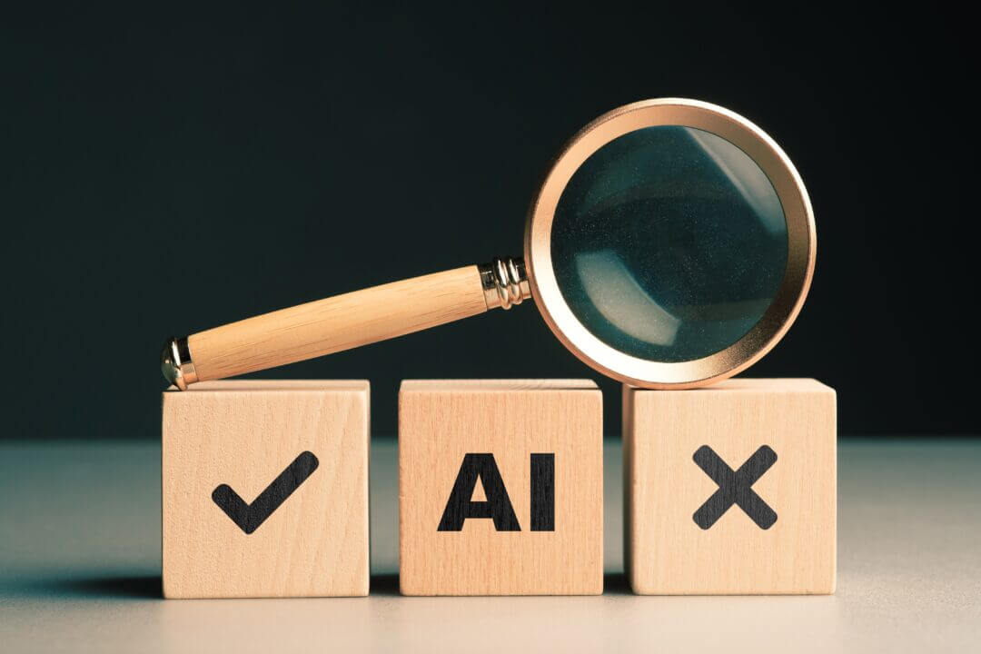 Ai,Concept,With,A,Magnifying,Glass,And,Right,,Wrong,,Symbols