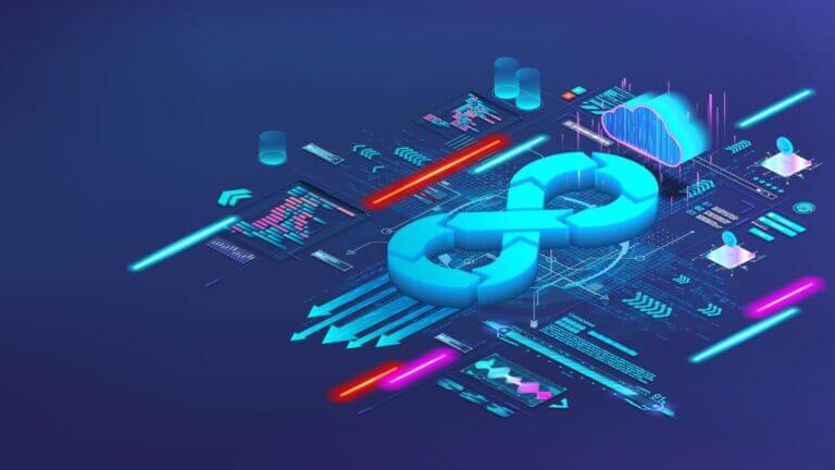 Web,Banner,Devops,Processing,Concept.,Software,Development,Operations,Infinity,Sign.