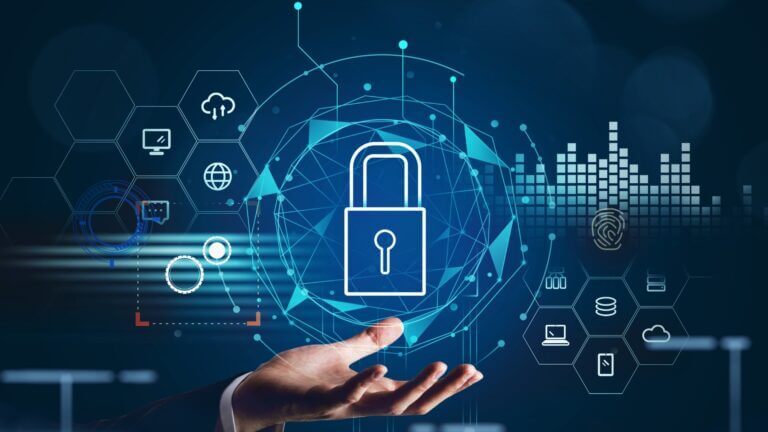 Office,Man,Hand,And,Lock,Icon,With,Network,Symbols,On